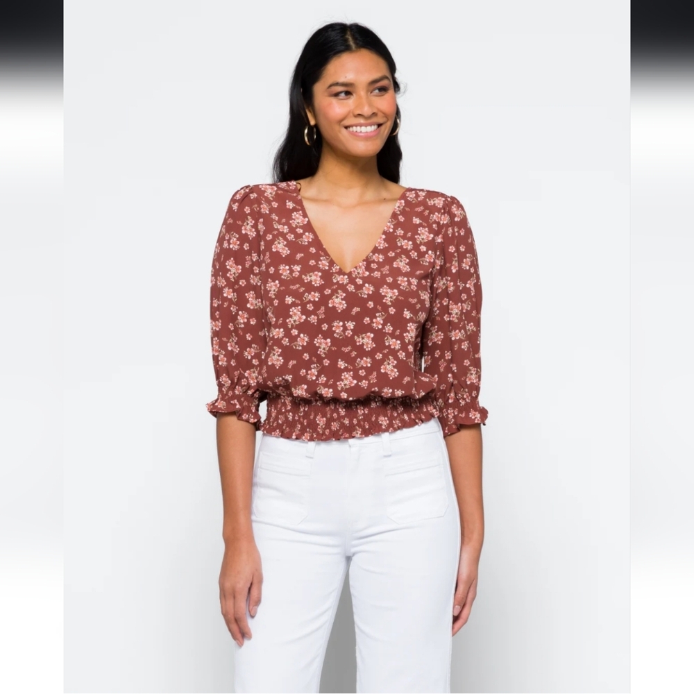 Nine Britton Tie Back Floral Cropped Blouse XSP